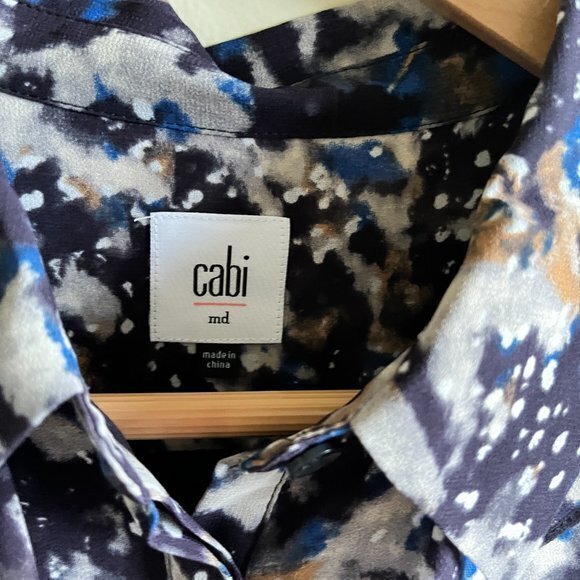 Cabi Starry Night Print Ruffle Button Up Blouse Top Womens Size M Chiffon Career - Picture 5 of 8